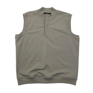 QED Style Golf Vest Mens XL Extra Large Storm Beige Quarter Zip Cotton Blend